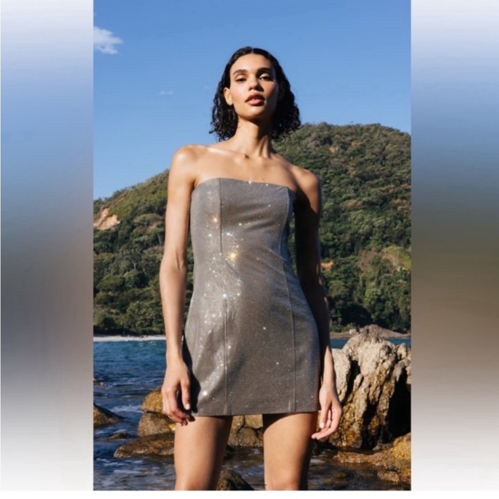 Zara Rhinestone Strapless Dress